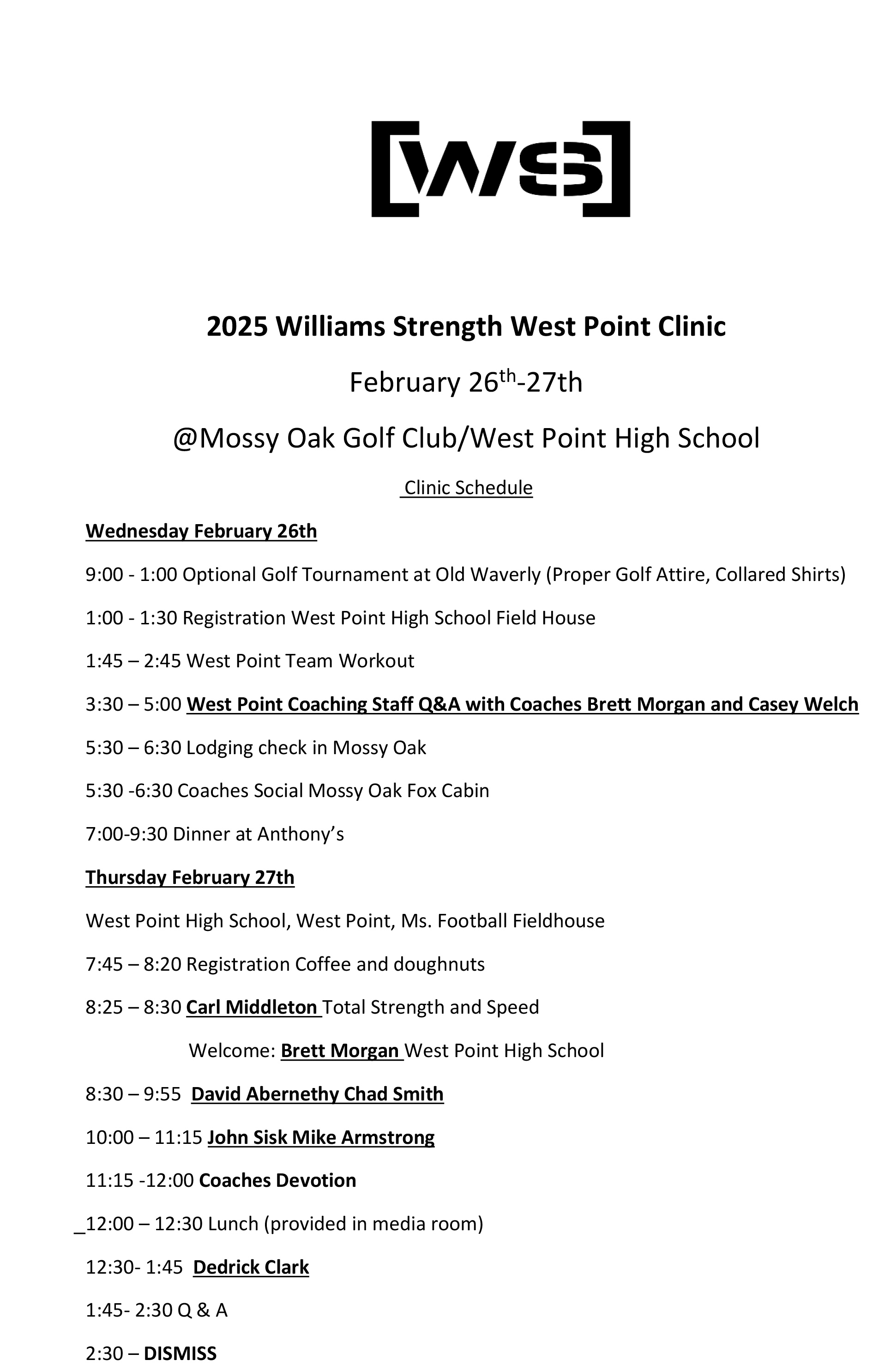 2025 Speed Force Max Clinic hosted by  West Point High School Football 2